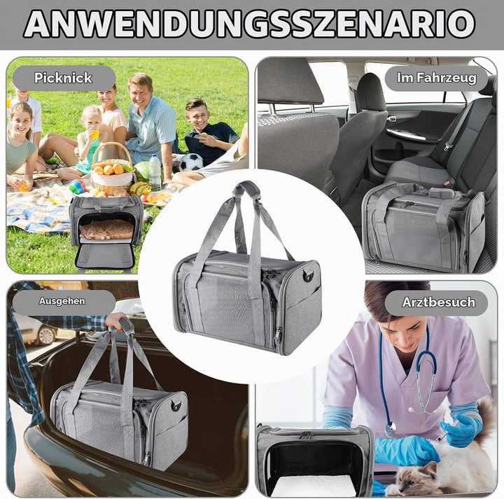 Katzen Tragetasche Faltbar und Atmungsaktiv: WANDGU Transporttasche für Katze Hund bis 7 kg, Transpo