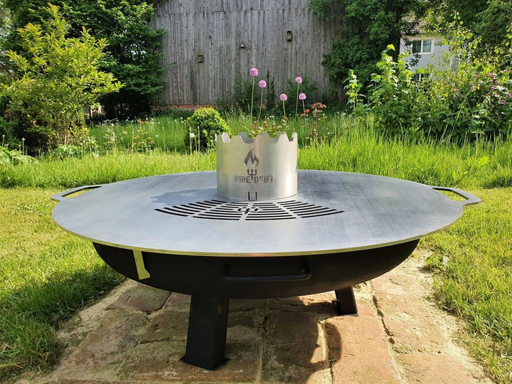 FireDeifi Edelstahl Wokaufsatz | Krone für Grillplatte | Feuerplatte | Plancha mit Lochdurchmesser 2