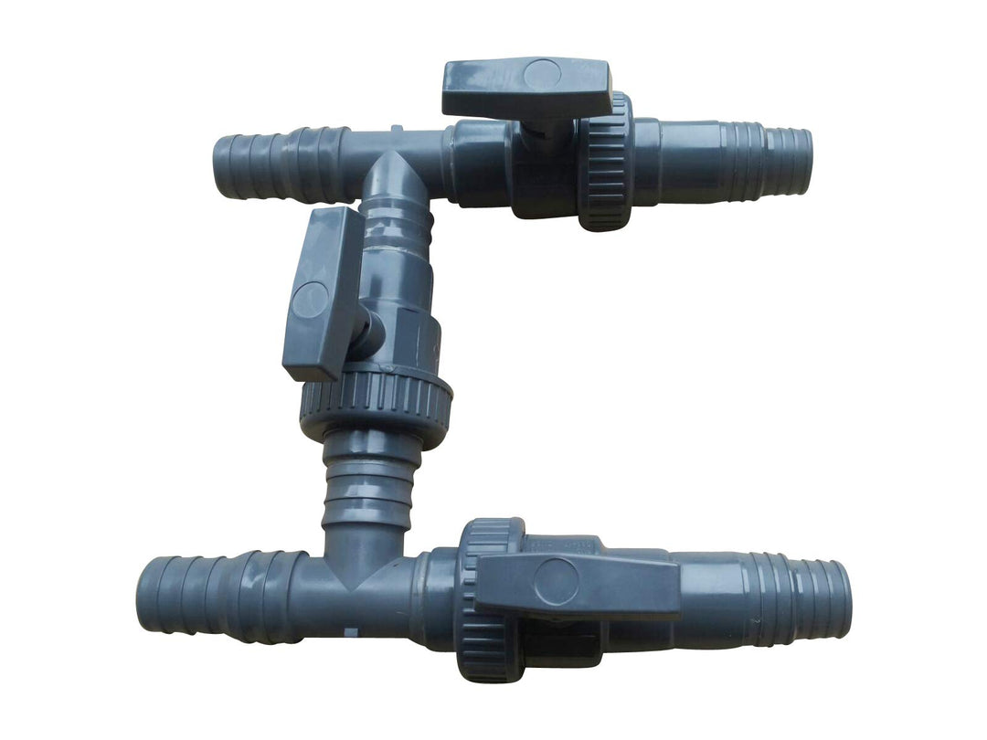 SPIRATO 3-Wege Bypass für Pool Solar und Wärmepumpe 32-38 mm Weiche mit 3 Absperrventilen