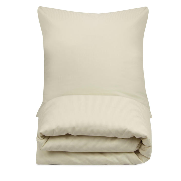 ZOLLNER Bettwäschegarnitur 80% Baumwolle, 20% Polyester, 80x80 cm + 140x200 cm, Grau 2 mm Elfenbein,