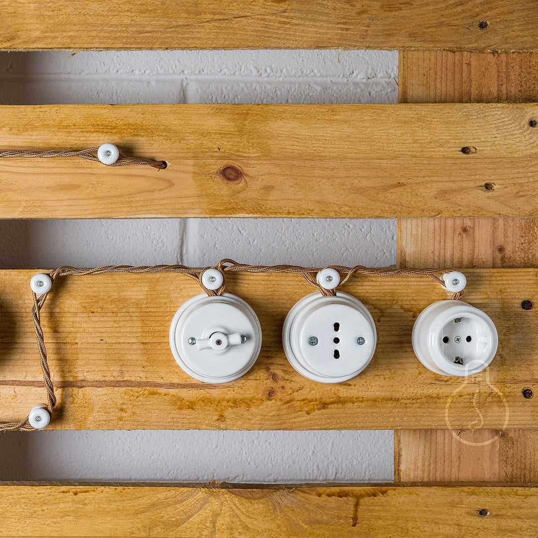 AMARCORDS - 5 Rosetten aus Porzellan für Pendelleuchten mit farbig gewölbten Keramikgehäusen CORTEN