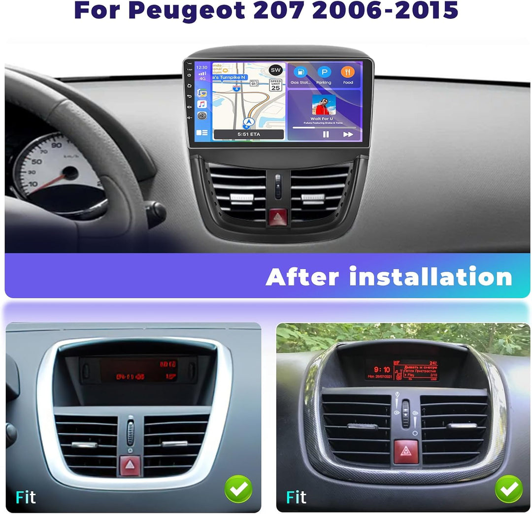 8 Core 4+64GB Android Autoradio Wireless Carplay für Peugeot 207 2006-2015, Hikity 9 Zoll Touch Disp
