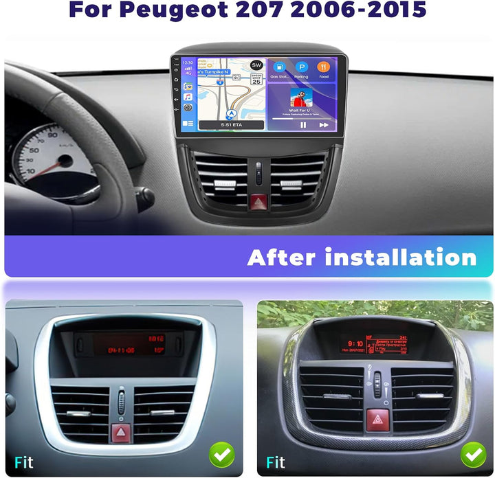 8 Core 4+64GB Android Autoradio Wireless Carplay für Peugeot 207 2006-2015, Hikity 9 Zoll Touch Disp