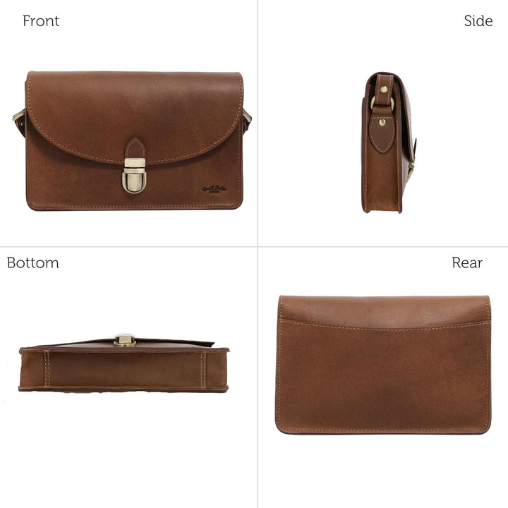 Gusti Handtasche Leder - Zoey Damen Umhängetasche Ledertasche Leder Braun, Braun