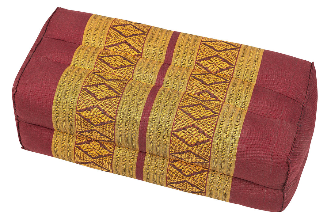 Kissen Block 35x15x10 mit Füllung aus Kapok. Perfekt für Meditation, Yoga und Entspannung, Burgunder