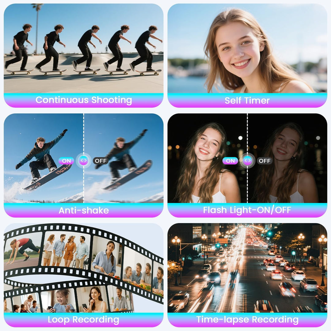 4K Digitalkamera, 72MP Autofokus Digital Kamera 2.8" 270° Klappdisplay Vlogging Kamera für YouTube,