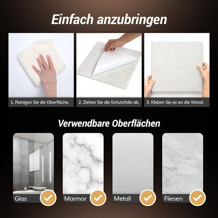 12 St. Quadratische Akustikplatten selbstklebend,TONOR Schallabsorber Schallschutz mit Hochdichte Wa