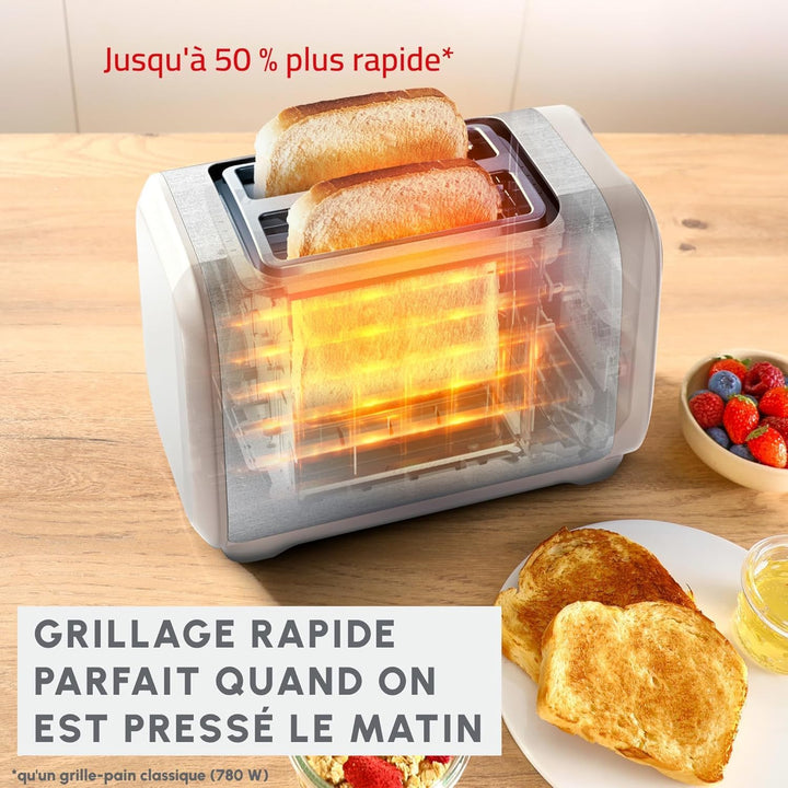 Moulinex Subito, Toaster mit 2 Schlitzen und Brötchenwärmer, schnellere Röstung, geringerer Verbrauc
