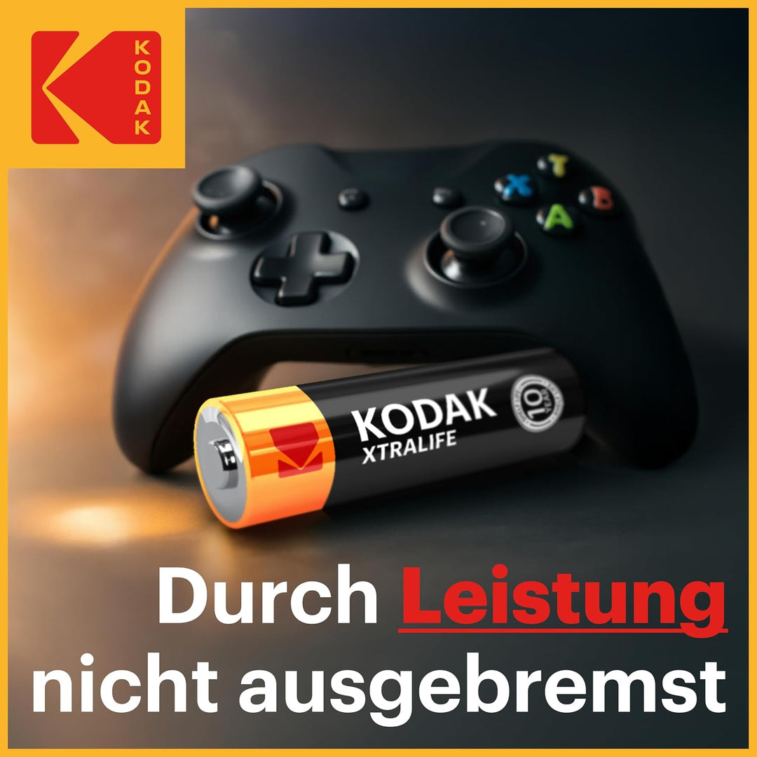 KODAK AA Alkali Batterien 1,5V (40 Stück) Hochleistungsbatterien Bis Zu 145% längere Lebensdauer, 10