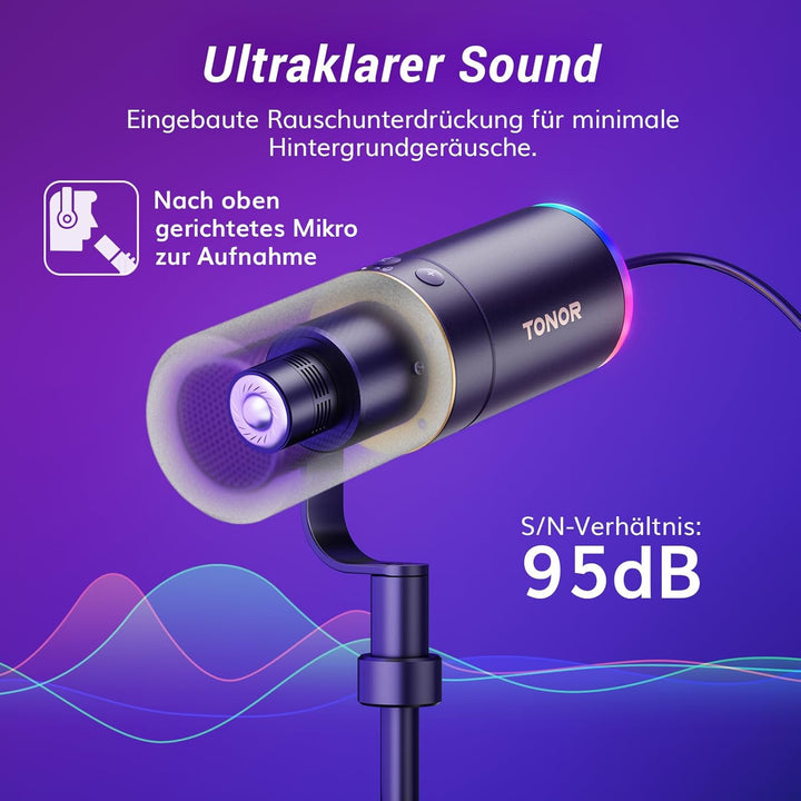 TONOR Dynamisches Microphone mit XLR/USB Kabel, Mikro PC, Vocal Mic Gesangsmikrofon für Streaming, G