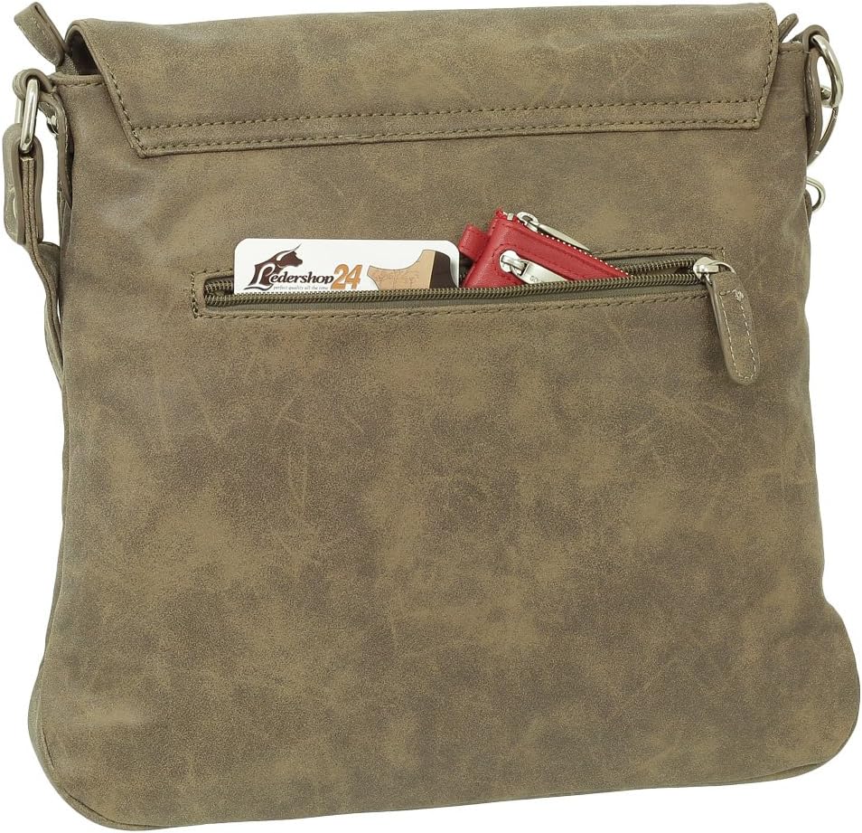 Geschenkset - Handtasche Schultertasche Umhängetasche Wildleder-Imitat Used Look vers. Farben Braun,