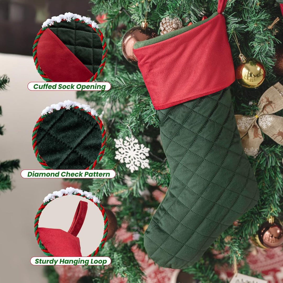 2 Stück Nikolausstrumpf zum befüllen, 48cm lang Weihnachtsstrumpf, Samt Weihnachtssocken für Party D