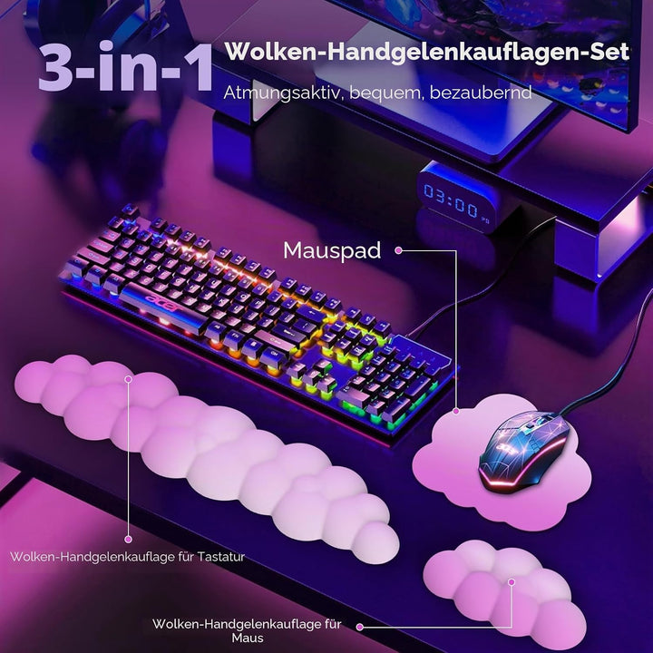 MoKo Wolke Handgelenkauflage, Ergonomisch Weich Cloud Handauflage Tastatur Maus Handballenauflage Se
