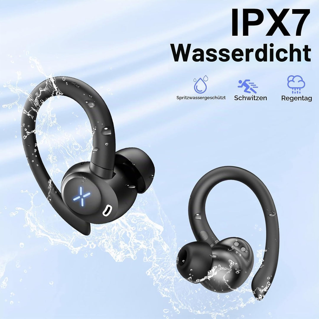 Bluetooth Kopfhörer Sport, 2026 In Ear Kopfhörer Bluetooth 5.4 mit 60h Spielzeit, IPX7 Wasserdichte