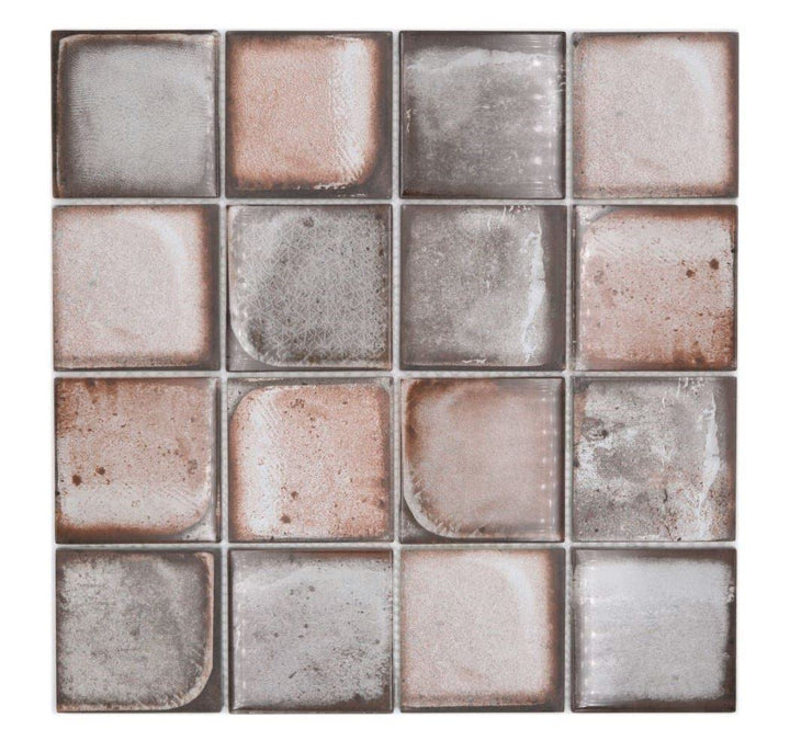 Mosaikfliese Glasmosaik Retro Vinatage Zement Style Pastell Grau Beige Küchenrückwand Duschwand | 10