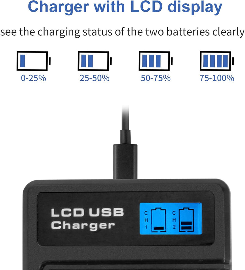 2 X LP-E17 Ersetzt Akku und LCD Dual Ladegerät Kompatibel mit Canon EOS 77D, EOS 750D, EOS 760D, EOS