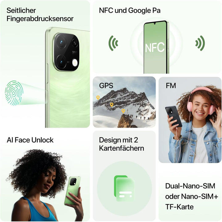 UMIDIGI G9C Android 14 NFC Smartphone(2024),12(6+6)+128GB,90Hz,50MP+8MP Kamera,Bluetooth 5.4,Simlock