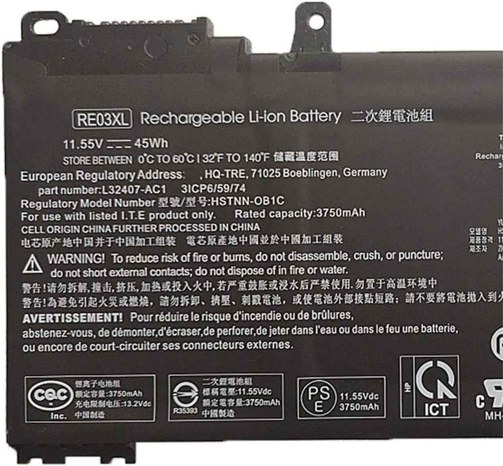 RE03XL L32656-002 HSTNN-OB1C HSTNN-UB7R HSTNN-DB9A L32407-AC1 L32407-2B1 L32407-541 L32656-005 Lapto