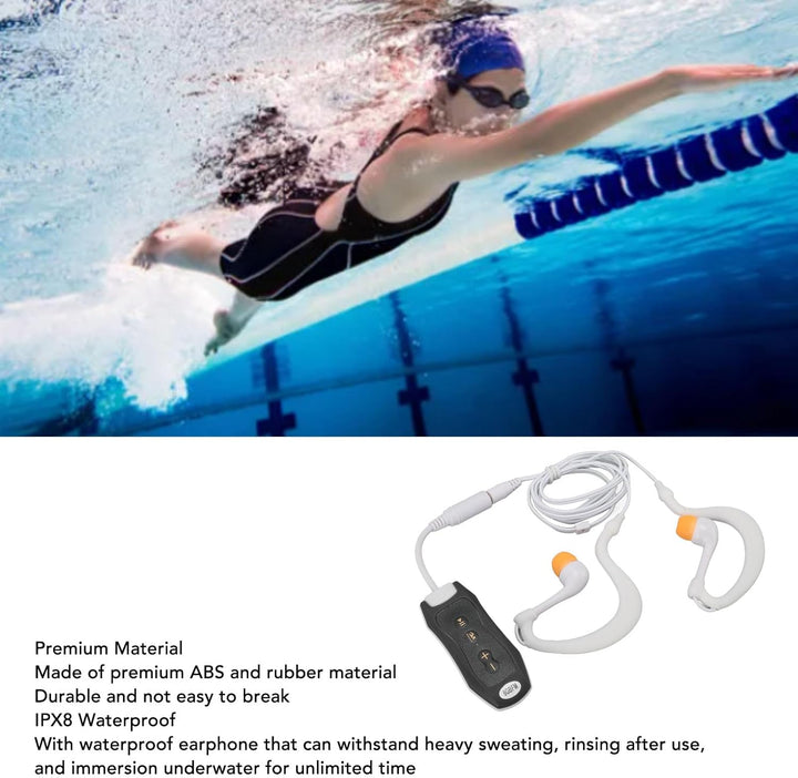 wasserdichte MP3-Player 8GB IPX8 USB2.0 Sport-MP3-Player mit Kopfhörer und ClipBroadcast, Musikplaye
