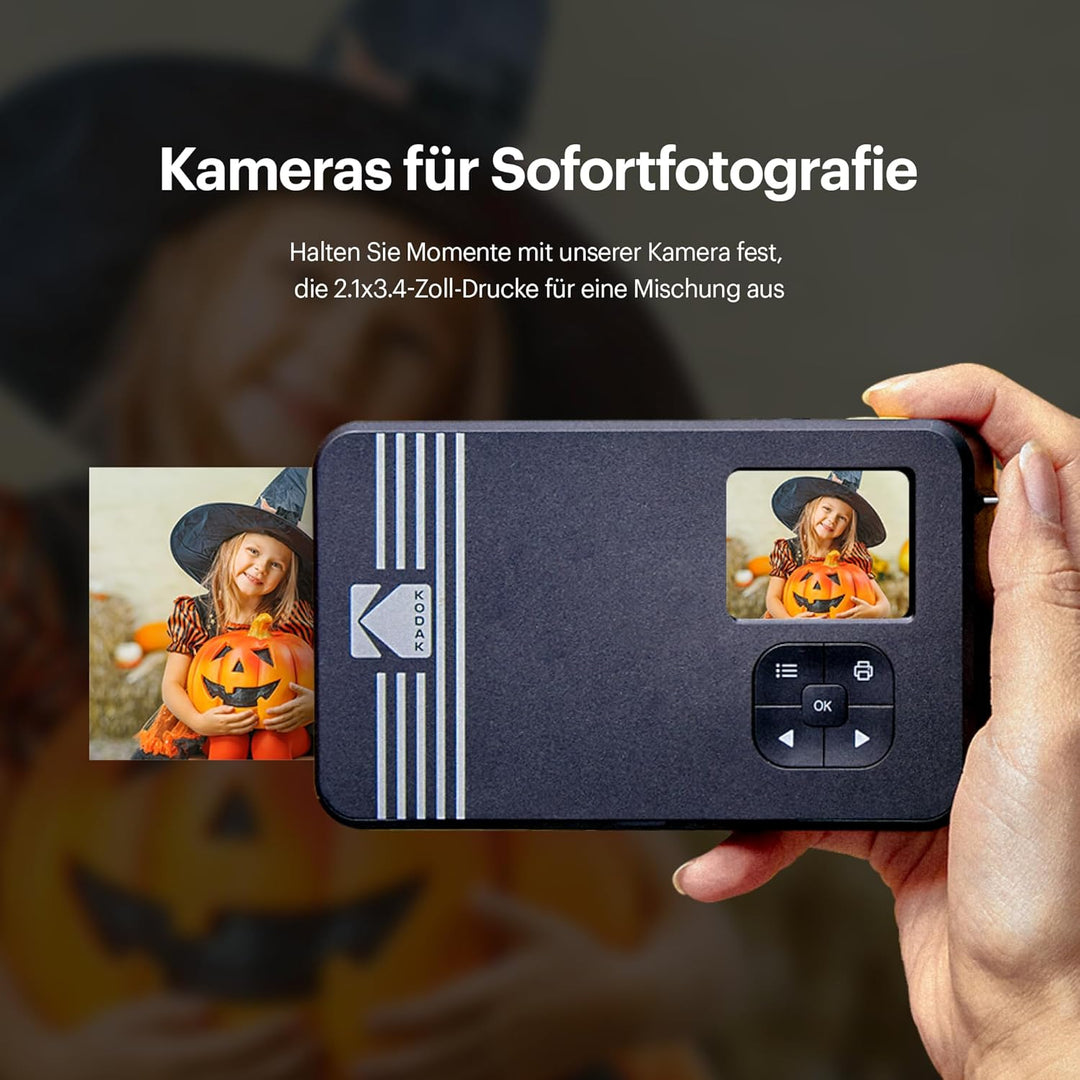 KODAK Mini Shot 2 Retro 4PASS 2-in-1 Sofortbildkamera und Fotodrucker (5,3x8,6cm) + 8 Blatts, Gelb M