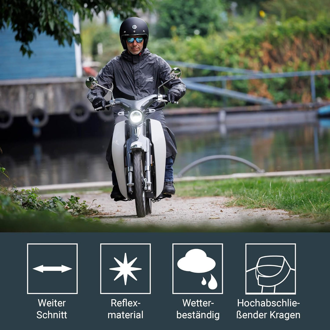 FAST WAY Regenmantel, Lange Regenjacke, Wasserdichter & Winddichter Regenponcho, Ideal für Rollerfah