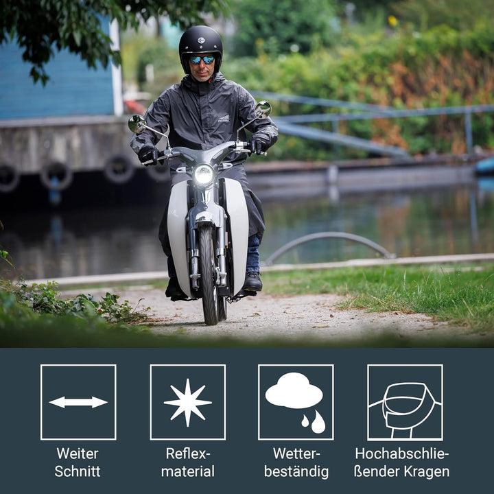 FAST WAY Regenmantel, Lange Regenjacke, Wasserdichter & Winddichter Regenponcho, Ideal für Rollerfah