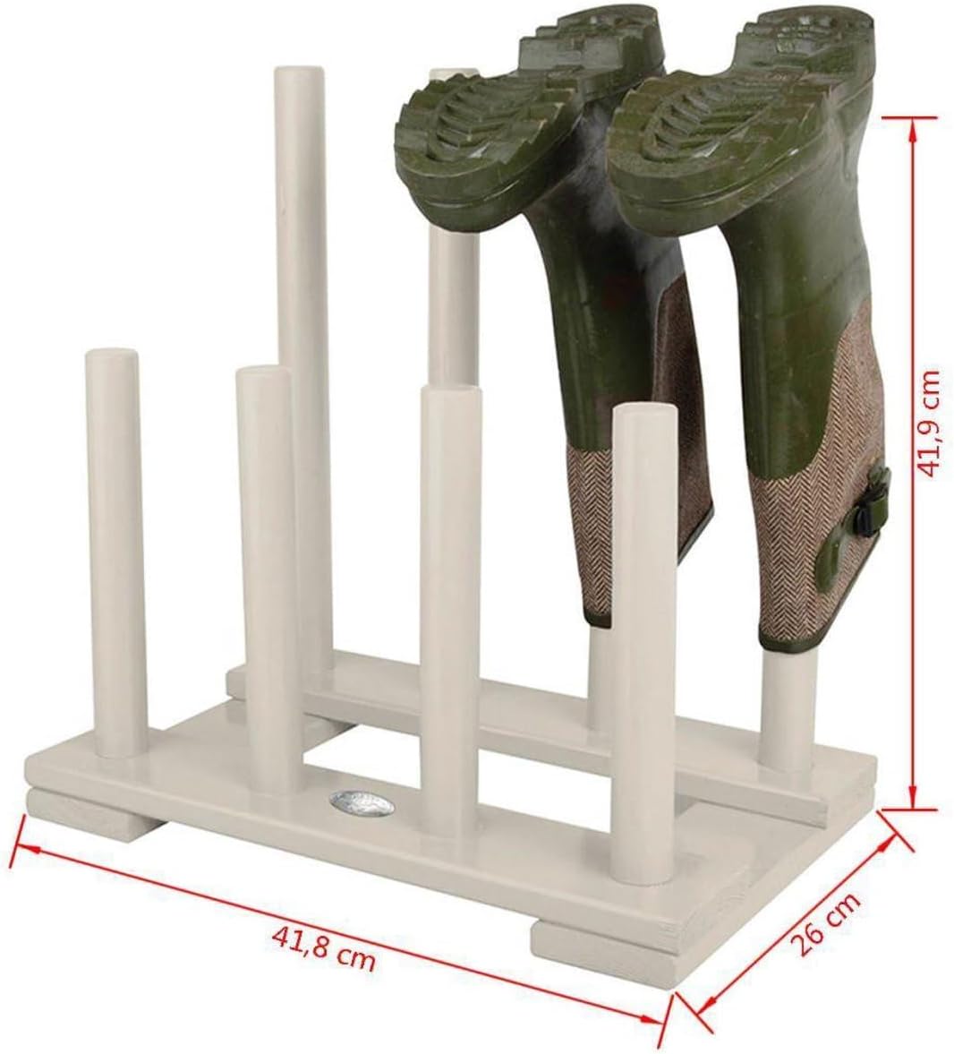 Esschert Design Stiefelhalter, Schuhablage aus Holz in weiss, ca. 42 cm x 26 cm x 42 cm, Weiss