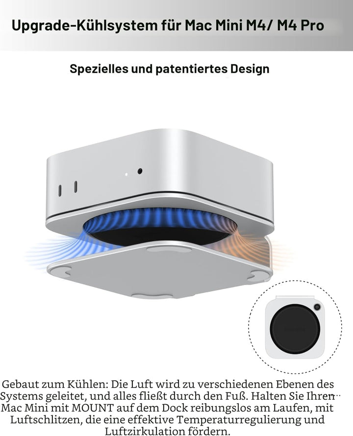 Mac mini M4 Ständer, Aluminium-Halterung für 2024 Mac mini M4 und M4 Pro, integrierte Kühlung, Zugri