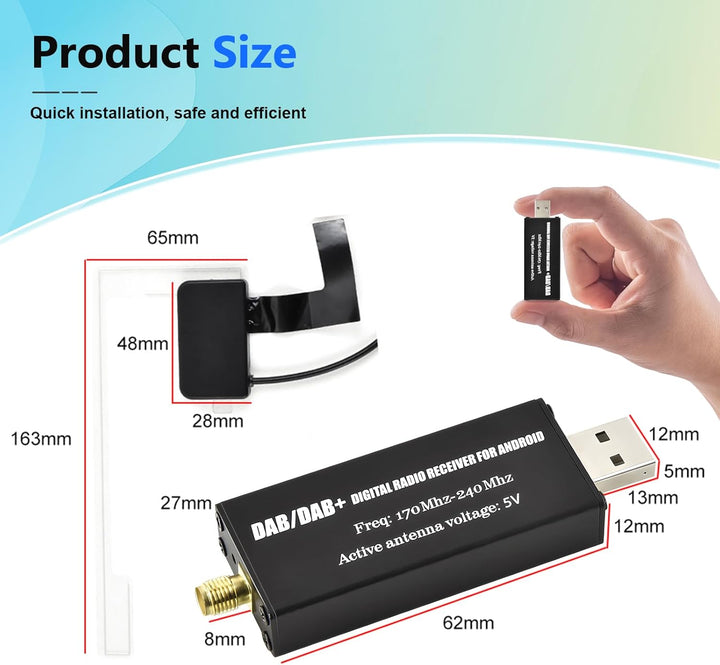 Podofo DAB/DAB+ Adapter Digital Radio Receiver Adapter DAB+ Radio Tuner Receiver mit Antenne + SMA A