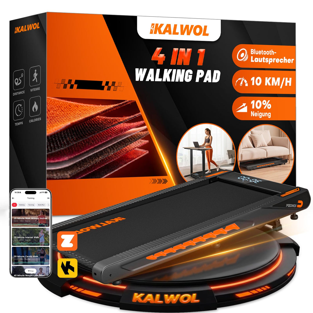 Walking Pad mit Bluetooth Lautsprecher, 4 in 1 10km/h Laufband für Zuhause mit 10% Steigung, 2,75 HP