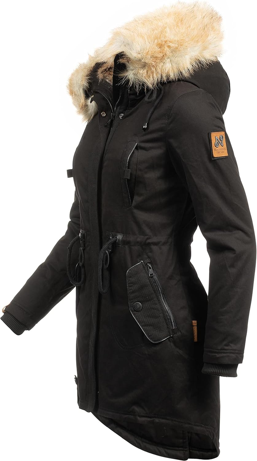 Navahoo Damen Warmer Winterparka mit Kapuze Bombii XS-XXL XS Schwarz, XS Schwarz