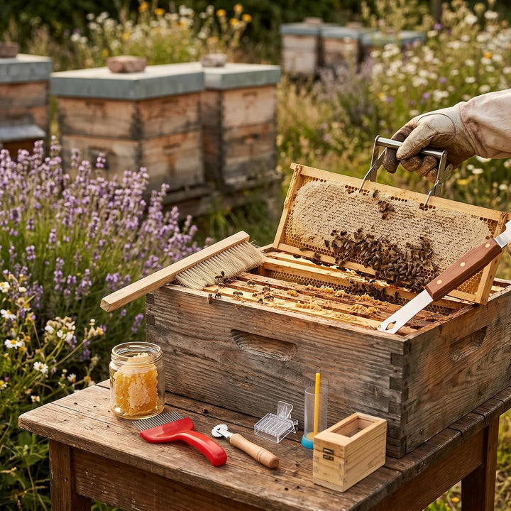 Set von 7 PC -Appizierwerkzeugen, Bienenbürste Queen Markierungskäfig Gabel zum Aufstehen Königinfän