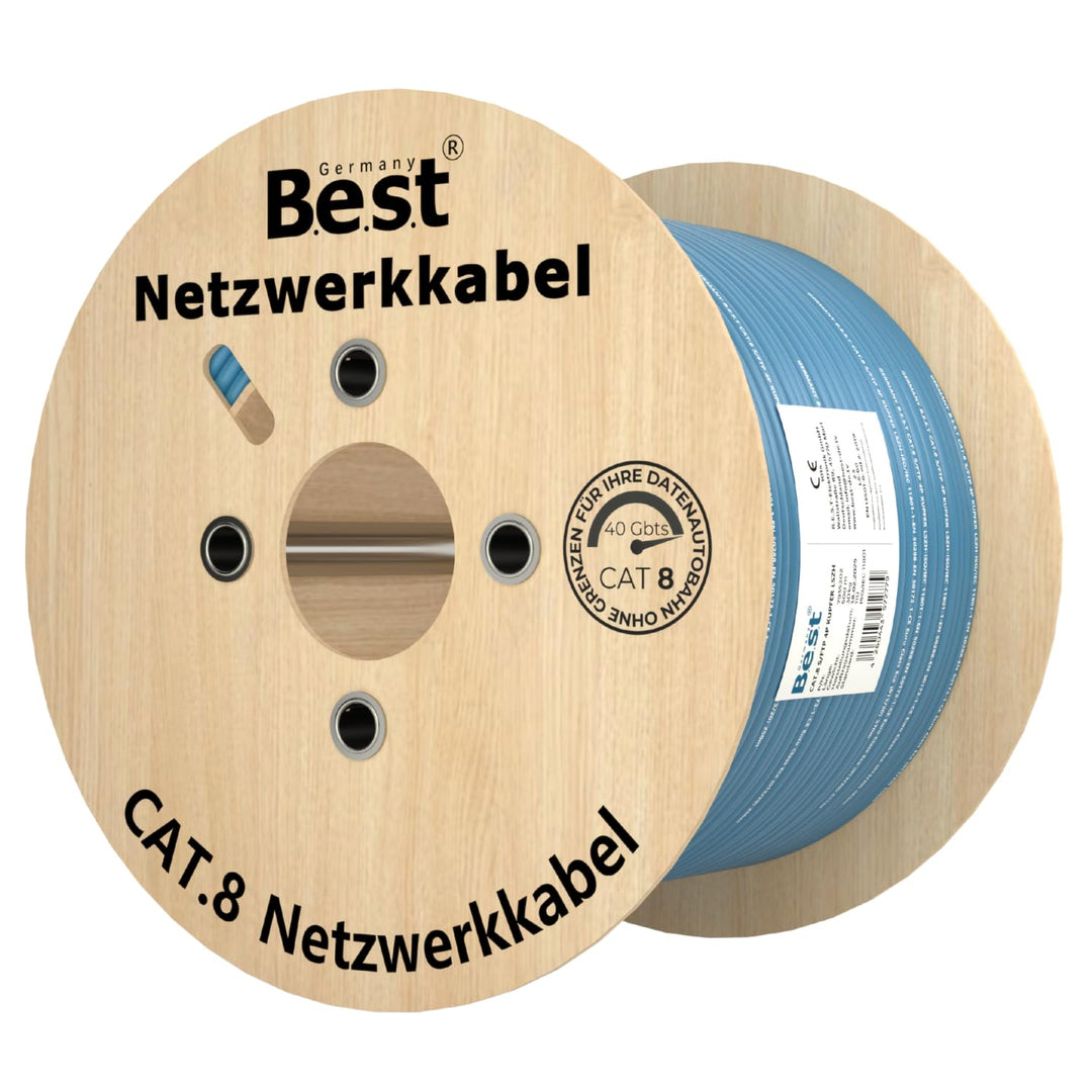 Germany B.e.s.t 500M CAT 8 Netzwerkkabel Verlegekabel Kupfer LAN Kabel Ethernetkabel S/FTP 40 Gbit/s