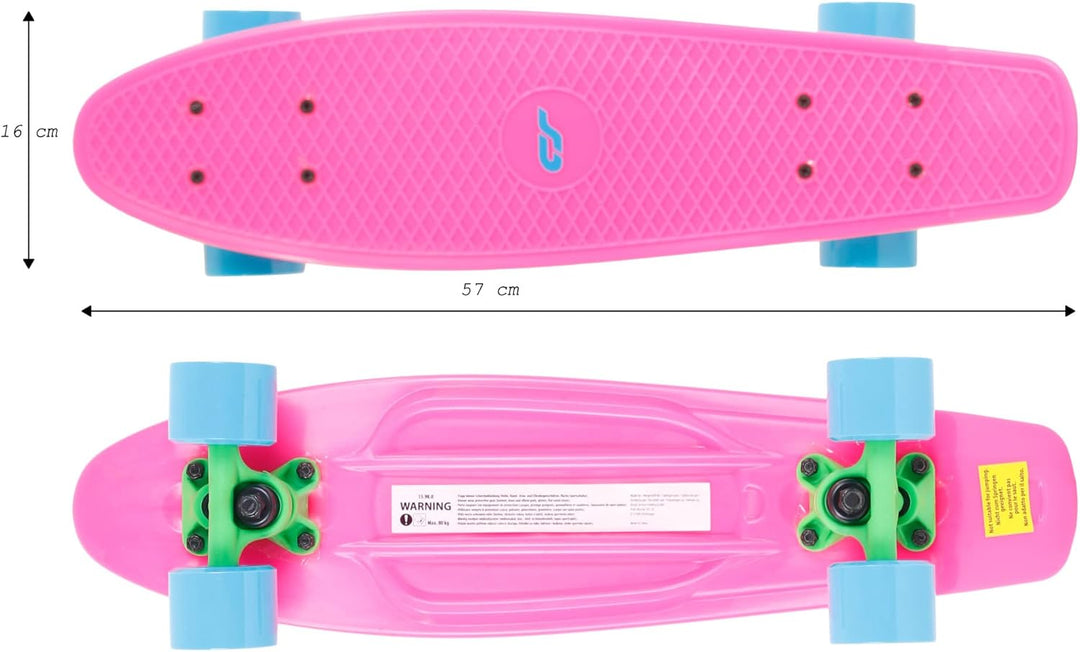 Skateboard Mini Cruiser Board, Komplettboard, Retro-Style für Kinder & Jugendliche, Komplettboard, P