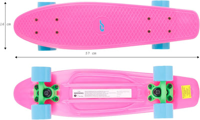 Skateboard Mini Cruiser Board, Komplettboard, Retro-Style für Kinder & Jugendliche, Komplettboard, P