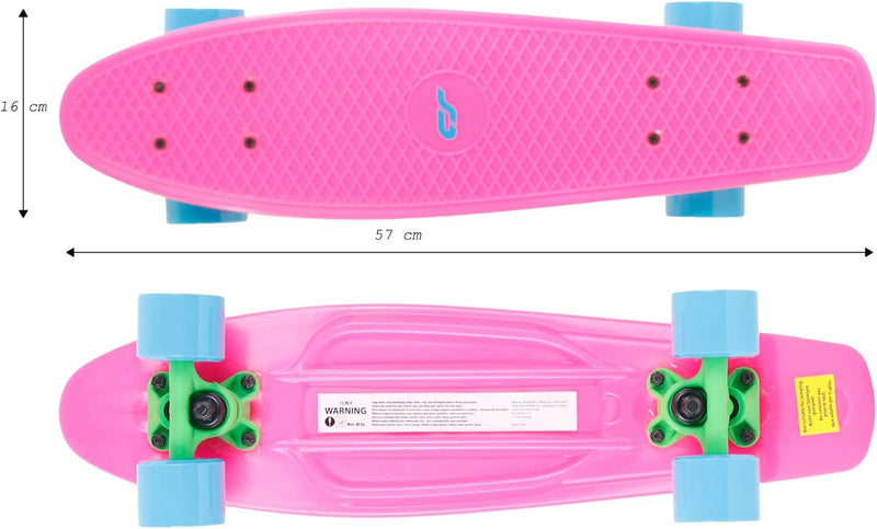Skateboard Mini Cruiser Board, Komplettboard, Retro-Style für Kinder & Jugendliche, Komplettboard, P