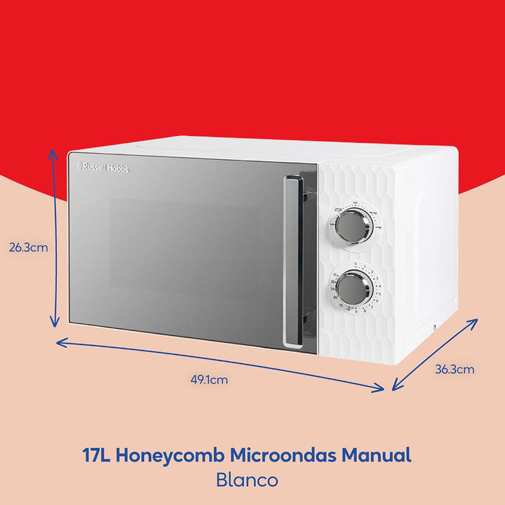 Russell Hobbs Honeycomb RHMM715 Solo Mikrowelle, 17 Liter, 700W, Weiss, mit 5 Leistungsstufen, Integ