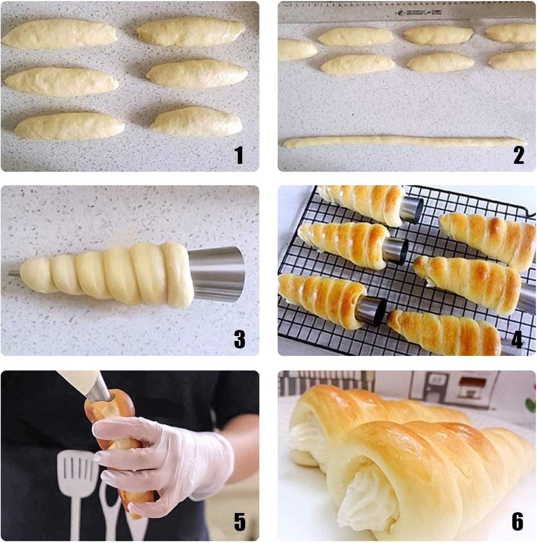 Woohome 41 Stück Cannoli Backform Set, Backen Edelstahl Rolle Horn Formen Konische Dänische Gebäck C