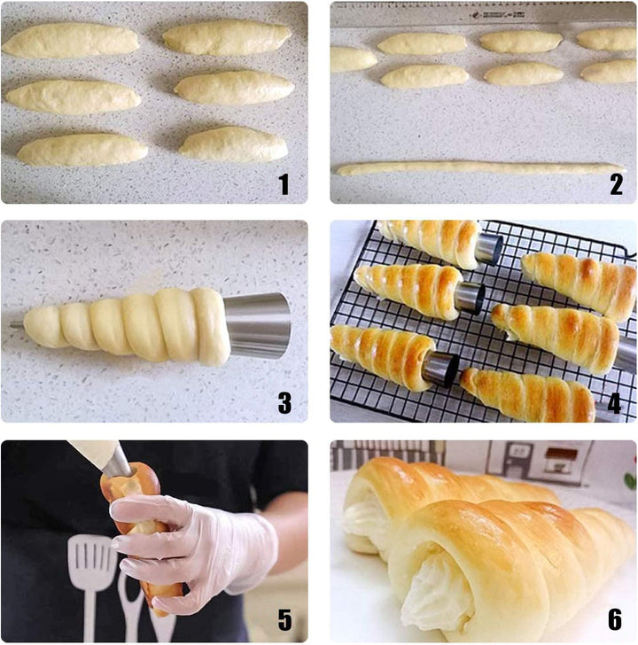 Woohome 41 Stück Cannoli Backform Set, Backen Edelstahl Rolle Horn Formen Konische Dänische Gebäck C