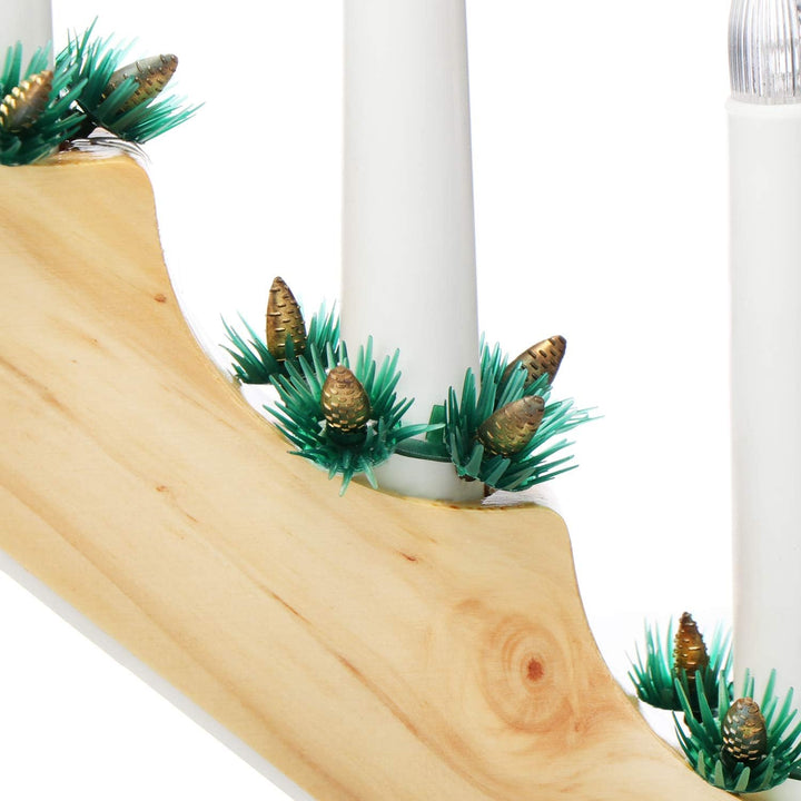 COM-FOUR® LED Schwibbogen als Weihnachtsbeleuchtung - Kerzenbrücke mit 7 LEDs - Lichterbogen Pyramid