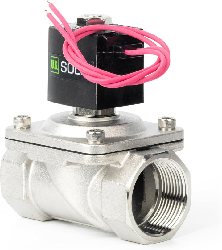 U.S. Solid 1-1/4" Magnetventil - Edelstahl DC 12V mit Viton-Dichtung, stromlos geschlossen, Bleidrah