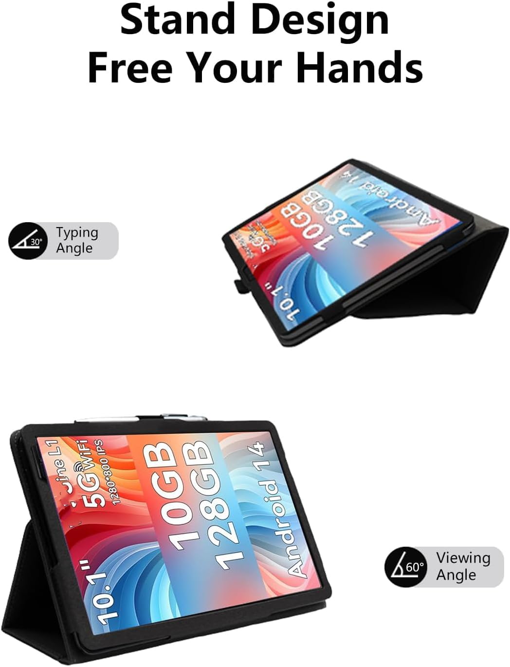 Schutzhülle für AINMEL 107 10 Zoll Tablet Android 14 Tablet mit Handschlaufe, Ständer und Anti-Drop-