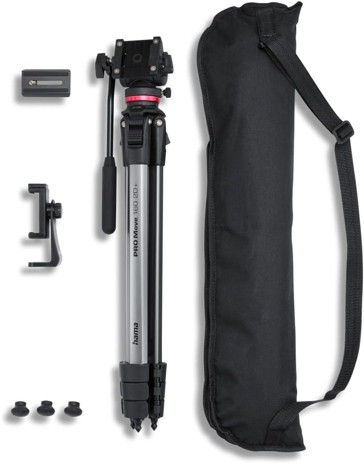 Hama Videostativ mit Fluidkopf (Kamera Stativ für Video, DLSR und Smartphone, Tripod, Dreibeinstativ