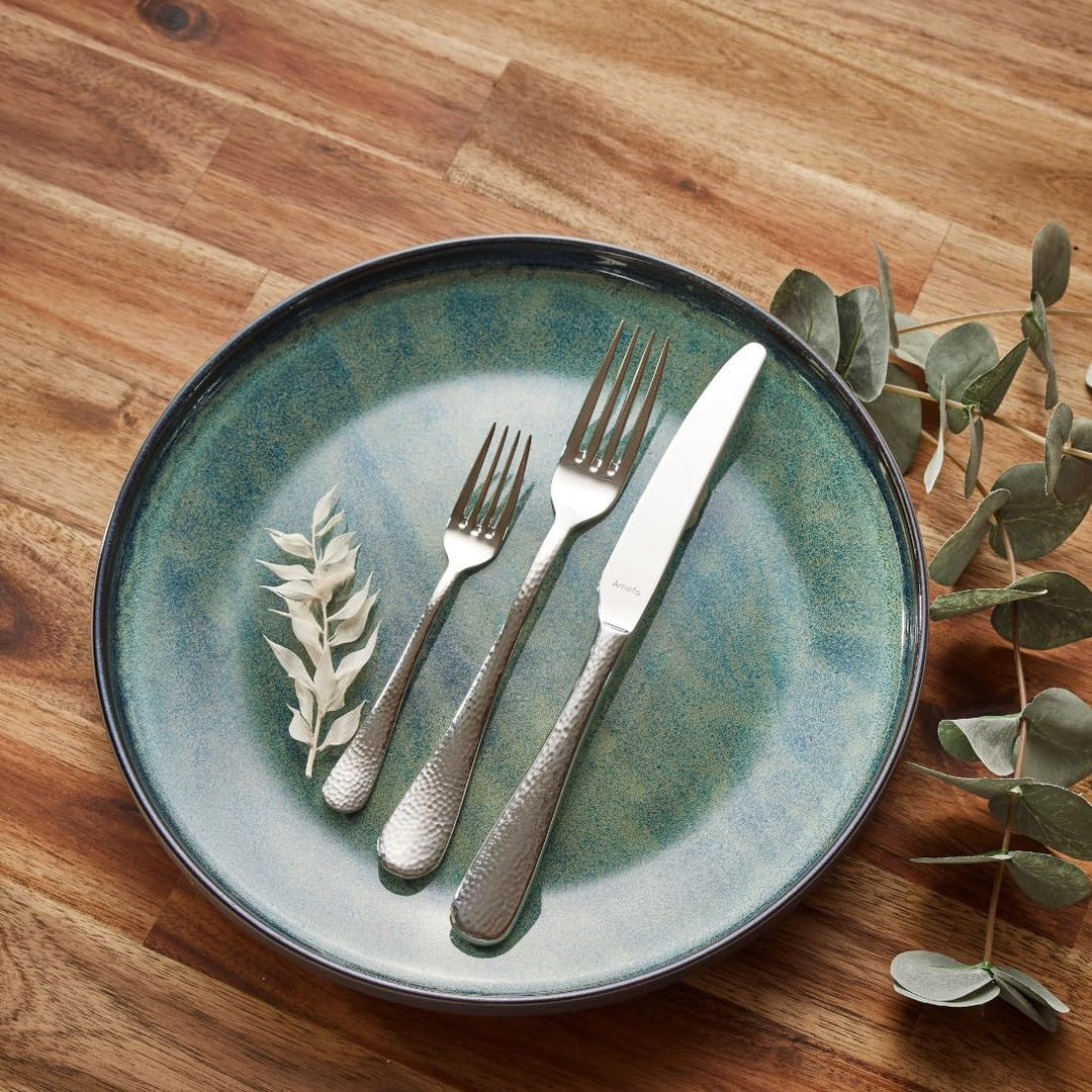 Amefa SIERRA Besteck Set 6 Personen | 30-teilig | Edelstahl 18/10 satiniert | gehämmerte Griffe | Es