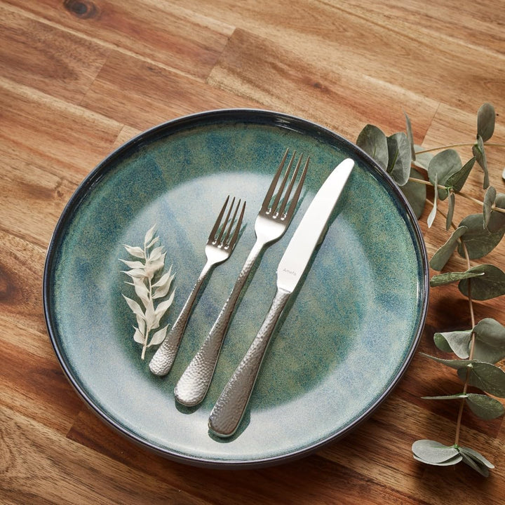 Amefa SIERRA Besteck Set 6 Personen | 30-teilig | Edelstahl 18/10 satiniert | gehämmerte Griffe | Es