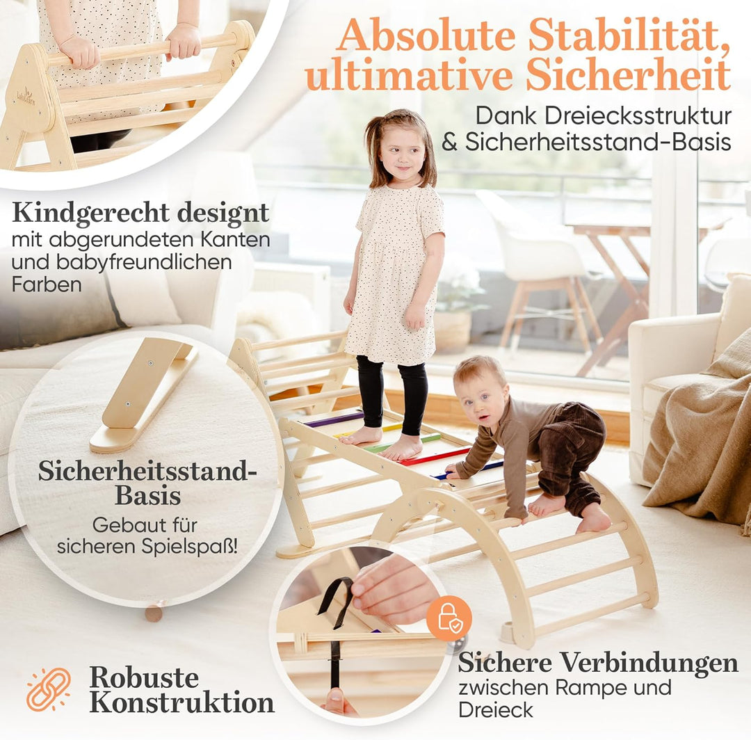 Lululearn® Klettergerüst [FALTBAR] ideal für Indoor &amp; Outdoor-Bereich - Kletterdreieck &amp; Kletterboge
