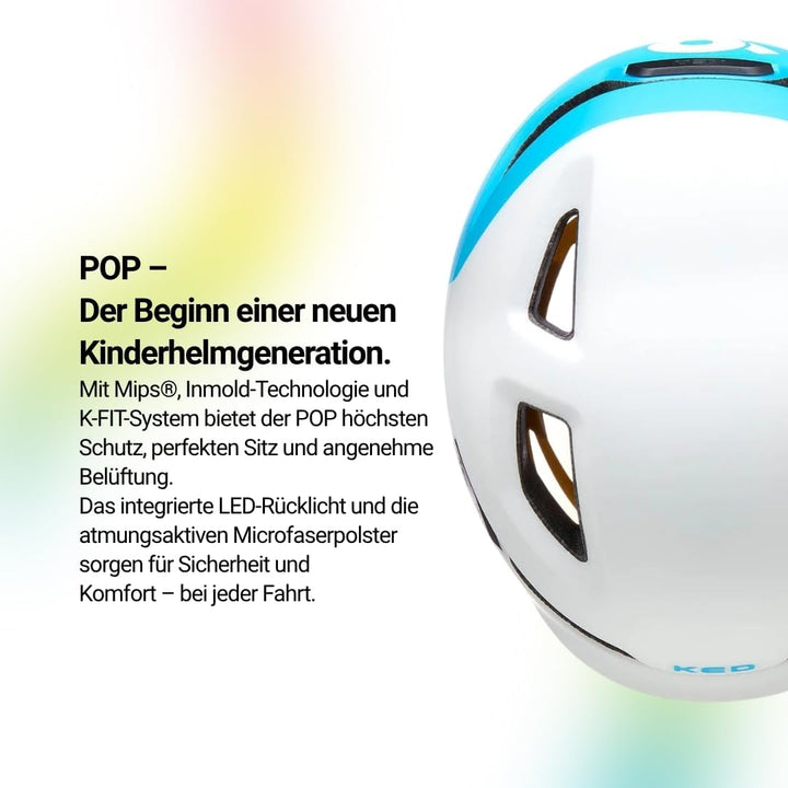 KED Pop MIPS Kinder Fahrrad Helm weiss/blau 2023 S | 48-52cm, S | 48-52cm