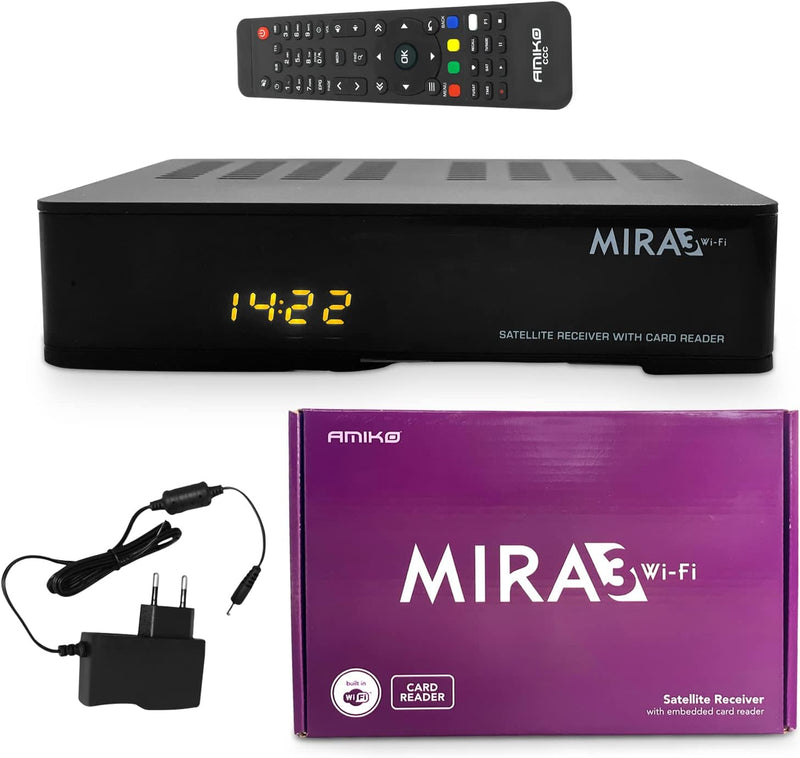 Amiko MIRA3 HD Sat Receiver mit Aufnahmefunktion, Kartenslot, Timeshift, HDMI, PVR, USB, WiFi, AAC-L