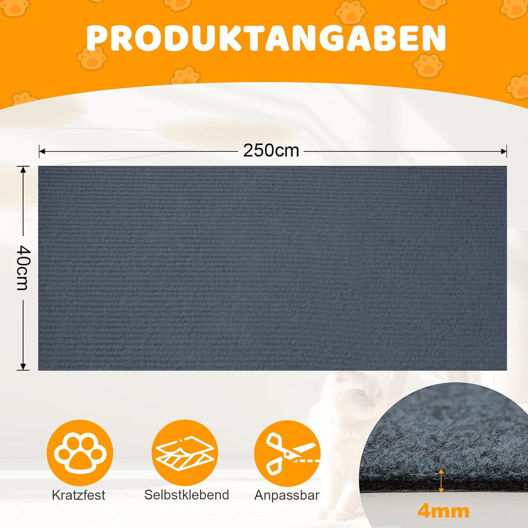 Storystore Selbstklebend Kratzmatte Katze, 40cm x 250cm Katzen Kratzmatte Kratzschutz Sofa Katze, DI