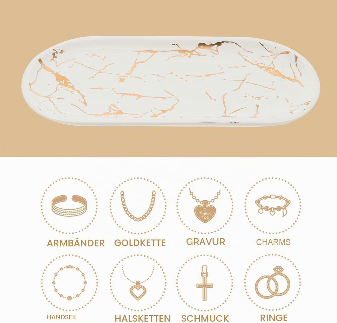 Marmoriertes Keramik-Servierteller 9.84X4.72X0.59 Zoll Leichtes Sushi-Tablett Für Schmuck-Display Un